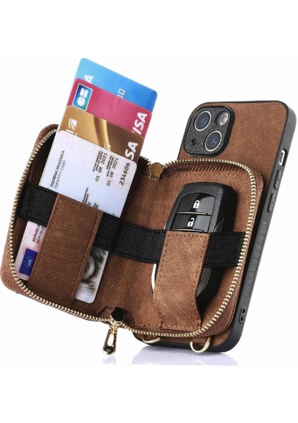 IPhone 15 Için Kılıf Artı Premium Deri Ayarlanabilir Kordon 7 Kart Yuvaları (Yurt Dışından)