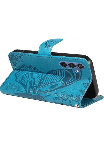 Samsung Galaxy M35 Ayrılabilir El Kayışı Kabartmalı Kelebek Için Flip Case (Yurt Dışından)