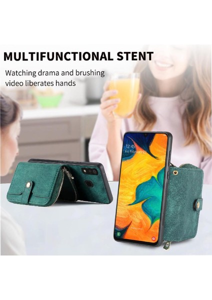 Samsung Galaxy A30/A20 Fermuar Kapatma 7 Kart Yuvaları Premium Standı (Yurt Dışından)