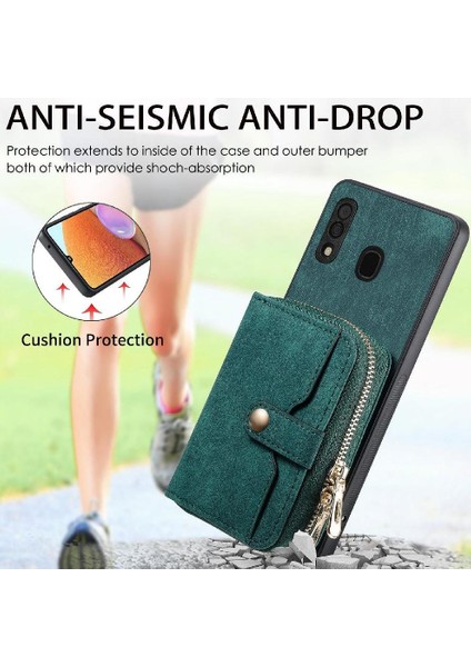 Samsung Galaxy A30/A20 Fermuar Kapatma 7 Kart Yuvaları Premium Standı (Yurt Dışından)