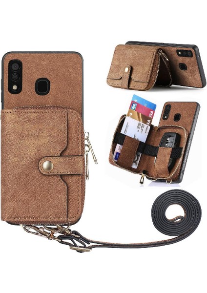 Samsung Galaxy A30/A20 Fermuar Kapatma 7 Kart Yuvaları Premium Standı (Yurt Dışından)