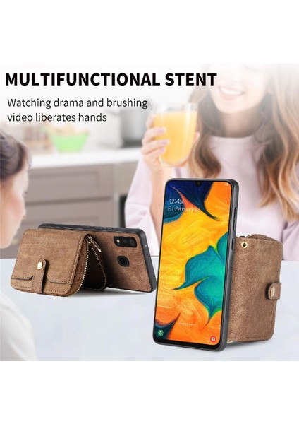 Samsung Galaxy A30/A20 Fermuar Kapatma 7 Kart Yuvaları Premium Standı (Yurt Dışından)
