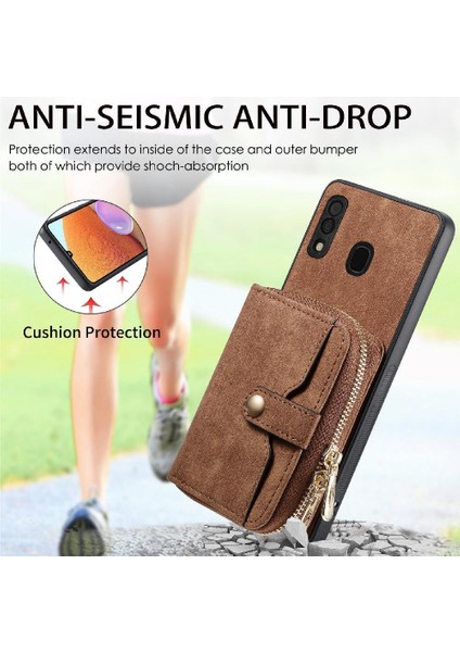 Samsung Galaxy A30/A20 Fermuar Kapatma 7 Kart Yuvaları Premium Standı (Yurt Dışından)