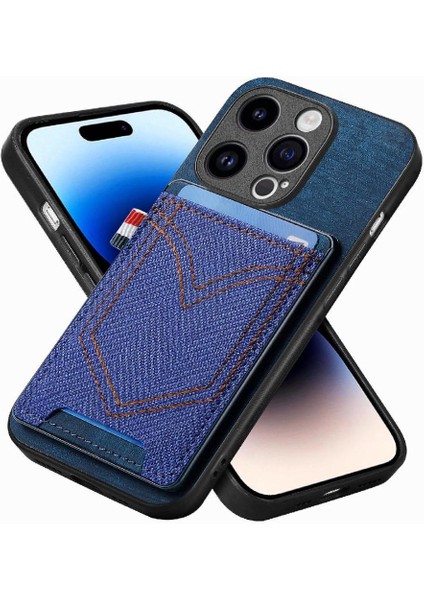 IPhone 14 Için Kılıf Pro Max Manyetik Araç Montaj Crad Yuvası Kot Cep (Yurt Dışından)