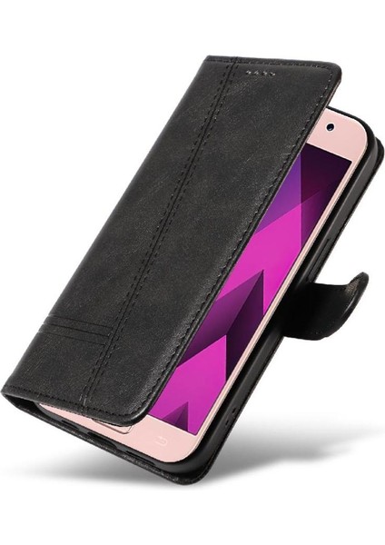 Samsung Galaxy A3 2017 Için Kredi Kartı ile Pu Deri Çanta Preslenmiş (Yurt Dışından)