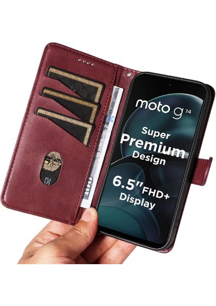 Motorola Moto G14 4g Cüzdan Telefon Kılıfı Için Filp Durumda Ayrılabilir Siyah ile (Yurt Dışından) indirimleri