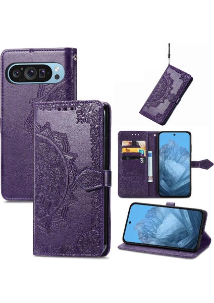 Google Piksel 9 Pro Xl Için Flip Case Zarif Desen Darbeye Basit (Yurt Dışından)