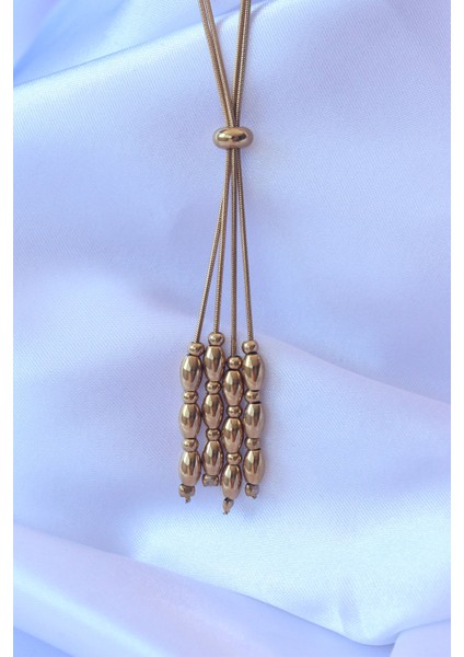 316L Çelik Gold Renk Boyu Ayarlanabilir Sallantılı Model Kolye - TJ-BKO8885
