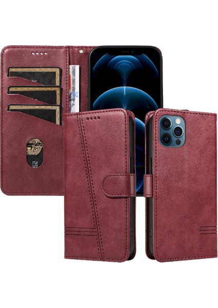 Kredi Kartı Yuvası ile IPhone 12/12 Pro Için Filp Durumda Cüzdan Telefon Kılıfı Pu (Yurt Dışından)