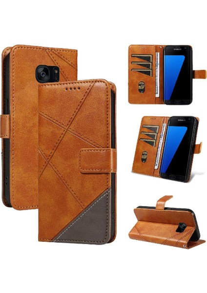 Elmas Dikiş Deri Telefon ile Samsung Galaxy S7 Kenar Için Flip Case (Yurt Dışından)