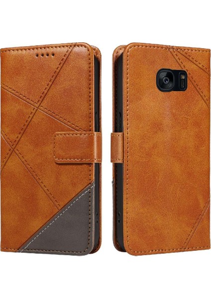 Elmas Dikiş Deri Telefon ile Samsung Galaxy S7 Kenar Için Flip Case (Yurt Dışından)