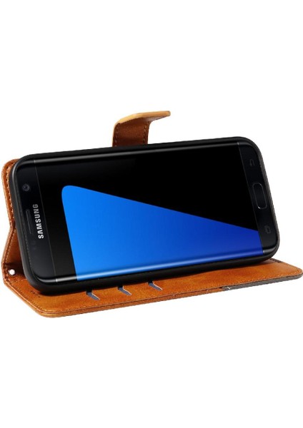 Elmas Dikiş Deri Telefon ile Samsung Galaxy S7 Kenar Için Flip Case (Yurt Dışından)