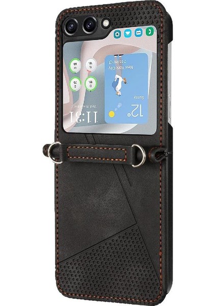 Samsung Galaxy Z Flip 6 5g Kickstand Deri Çanta Kartı Için Telefon Kılıfı (Yurt Dışından)