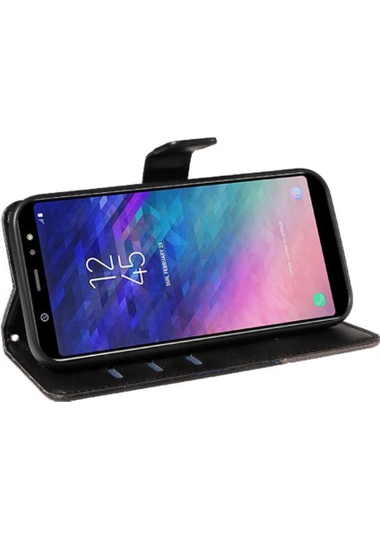Elmas Dikiş ve Kart Yuvası ile Samsung Galaxy A6 Plus Için Flip Case (Yurt Dışından)