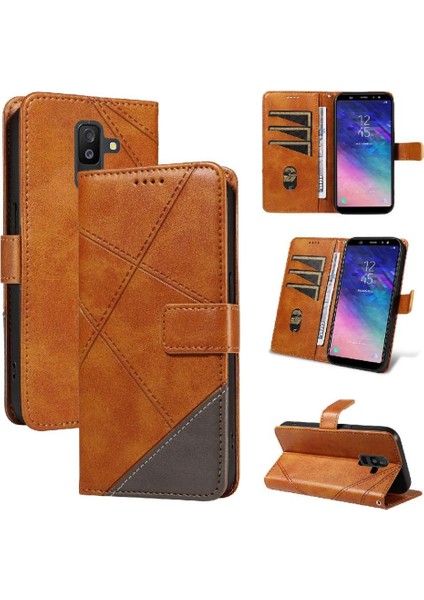 Elmas Dikiş ve Kart Yuvası ile Samsung Galaxy A6 Plus Için Flip Case (Yurt Dışından)