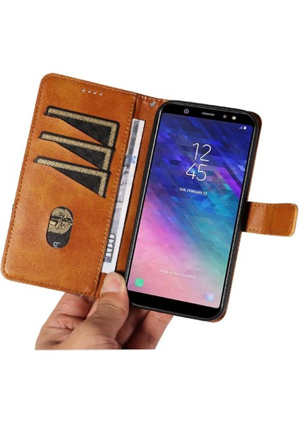Elmas Dikiş ve Kart Yuvası ile Samsung Galaxy A6 Plus Için Flip Case (Yurt Dışından)