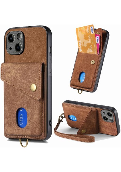 IPhone 15 Için Kılıf Artı Manyetik Kapatma Çok Fonksiyonlu Kart Yuvası Prim (Yurt Dışından)