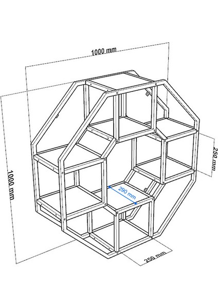 Octaform Sekizgen Duvar Rafı