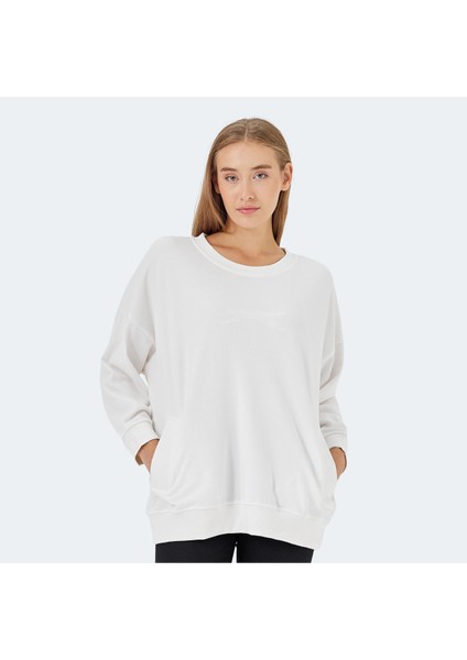 VIKENTI SW Kadın Oversize Sweatshirt Beyaz