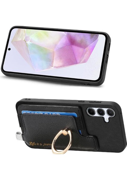 Samsung Galaxy A35 Magsafe Uyumlu Cüzdan Manyetik Halka Standı (Yurt Dışından)