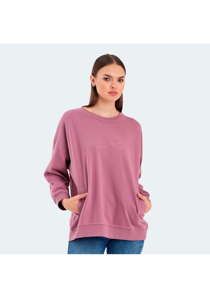 VIKENTI SW Kadın Oversize Sweatshirt Gül