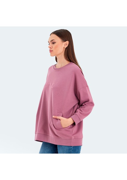 VIKENTI SW Kadın Oversize Sweatshirt Gül modelleri