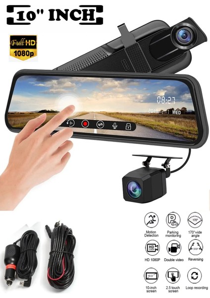 10 Inch Dikiz Aynası Araç Kamerası Tam Ekran Dokunmatik Full Hd 1080P Ekranlı Geri Görüş Kamerası fiyatları