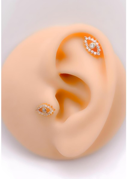Cerrahi Çelik Piercing Zirkon Taşlı Göz Figürlü Kıkırdak Helix Tragus Piercing(1adet)