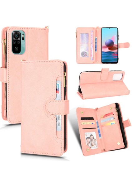 Xiaomi Redmi Için Not 10S Kart Tutucu Manyetik Pu Deri Kapak Fermuar (Yurt Dışından)