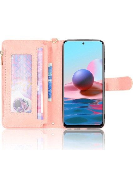 Xiaomi Redmi Için Not 10S Kart Tutucu Manyetik Pu Deri Kapak Fermuar (Yurt Dışından)
