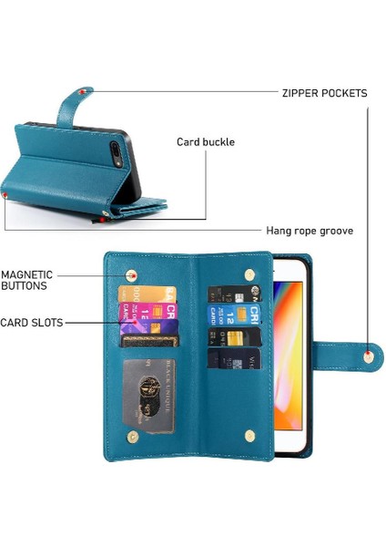 IPhone 7 Için Flip Case Artı/8 Artı Standı Crossbody Kayış Iş Cüzdan (Yurt Dışından) modelleri
