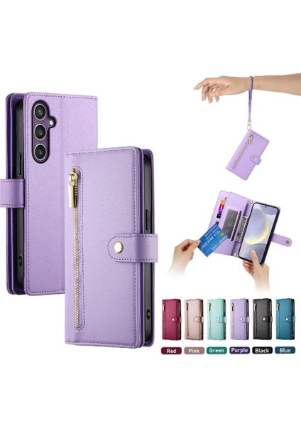 Samsung Galaxy S24 Artı Cüzdan Bölmesi Bilek Kayışı Kartı Için Flip Case (Yurt Dışından)