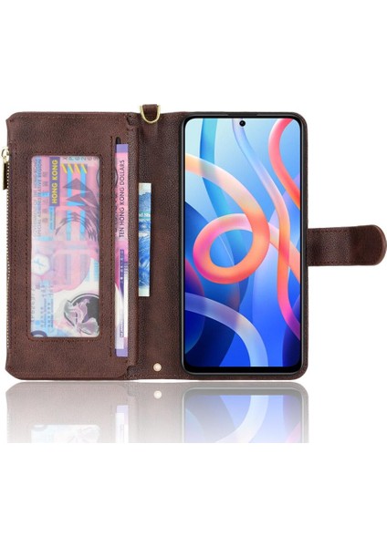 Xiaomi Poco M4 Pro Deri Kapak Manyetik Pu Deri Flip Kart (Yurt Dışından)