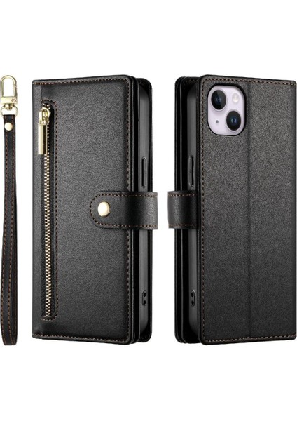 IPhone 14 Için Flip Case Artı Bilek Kayışı Cüzdan Bölmesi Kickstand Kart (Yurt Dışından)