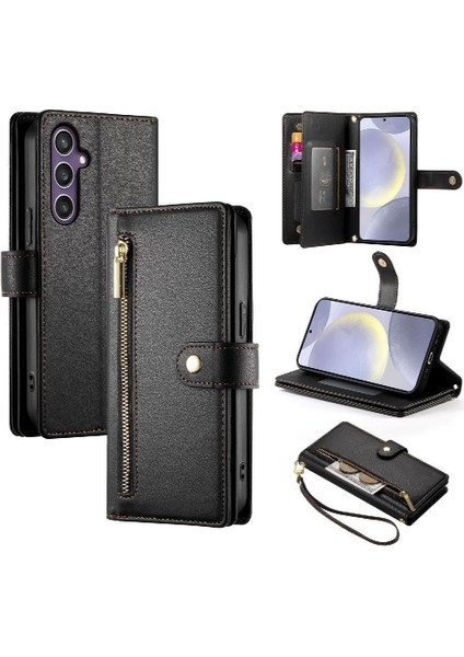 Samsung Galaxy S24 Artı Cüzdan Bölmesi Bilek Kayışı Kartı Için Flip Case (Yurt Dışından)