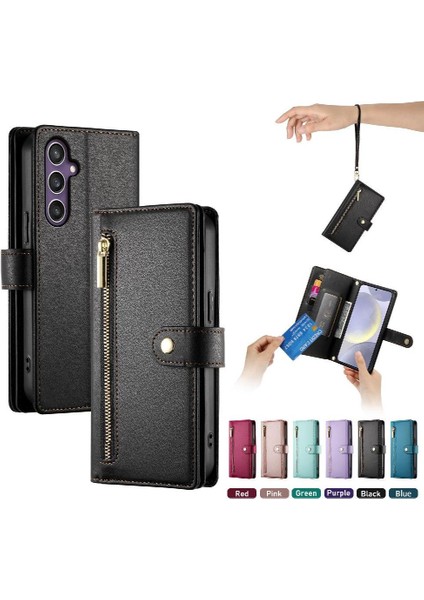 Samsung Galaxy S24 Artı Cüzdan Bölmesi Bilek Kayışı Kartı Için Flip Case (Yurt Dışından) modelleri