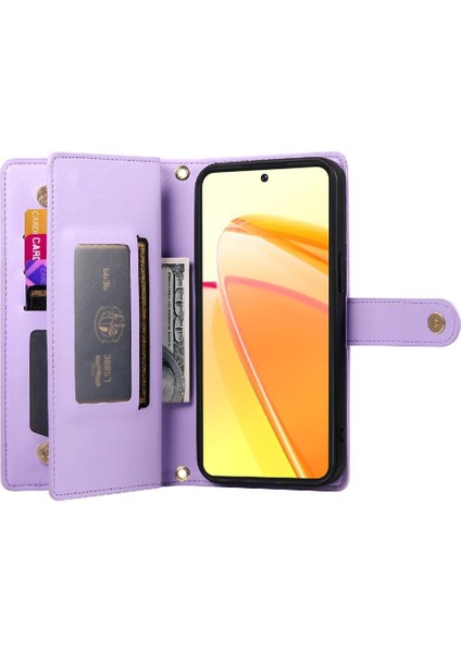 Realme C55 Kickstand Cüzdan Bölmesi Bilek Kayışı Kartı Için Flip Case (Yurt Dışından) fırsatları