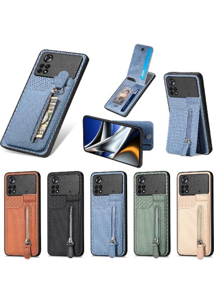 Xiaomi Poco X4 Pro 5g Cüzdan Manyetik Araç Montaj Crad Yuvası Fermuar (Yurt Dışından)