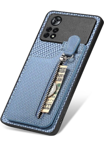 Xiaomi Poco X4 Pro 5g Cüzdan Manyetik Araç Montaj Crad Yuvası Fermuar (Yurt Dışından)