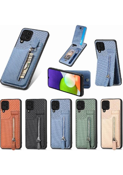 Samsung Galaxy A22 4g Fermuar Cüzdan Manyetik Araç Montaj Crad Yuvası (Yurt Dışından)