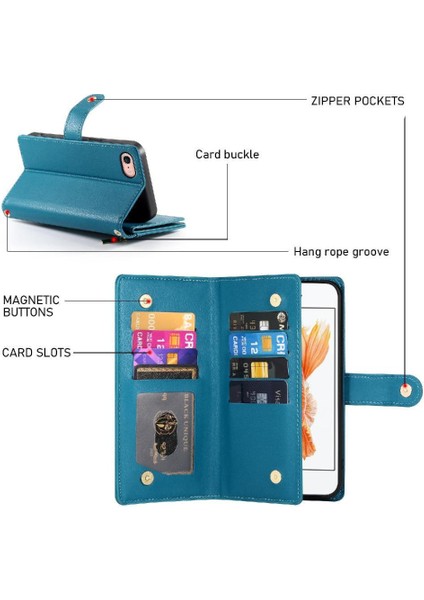 IPhone 7/8 Cüzdan Çok Fonksiyonlu Standı Iş Crossbody Için Flip Case (Yurt Dışından)