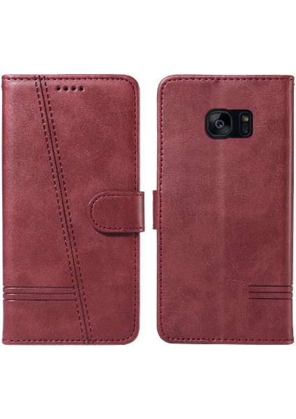 Kredi Kartı Yuvası ile Samsung Galaxy S7 Için Filp Durumda Preslenmiş Pu Deri (Yurt Dışından) modelleri