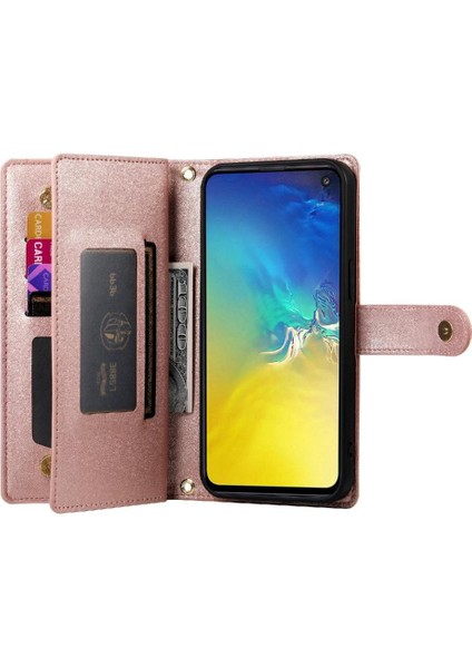 Samsung Galaxy S10E Crossbody Kayış Standı Çok Fonksiyonlu Flip Case (Yurt Dışından)