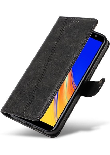 Samsung Galaxy J4 Artı Preslenmiş Pu Deri Ayrılabilir Siyah Için Filp Durumda (Yurt Dışından)