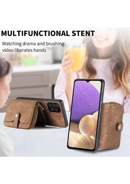 Samsung Galaxy A32 5g 7 Kart Yuvaları Için Kılıf Premium Deri Ayarlanabilir (Yurt Dışından) modelleri