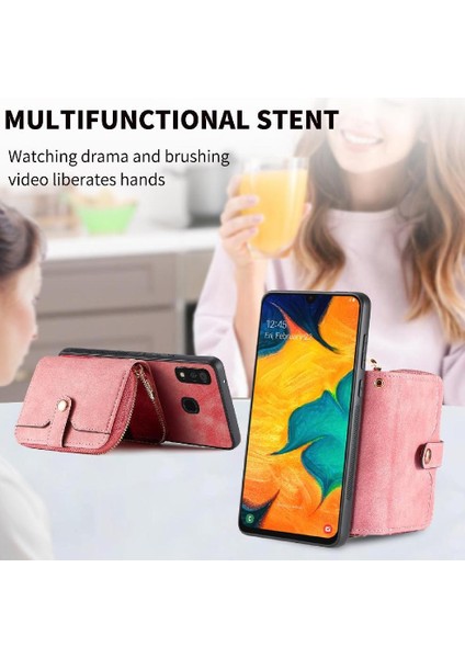 Samsung Galaxy A30/A20 Fermuar Kapatma 7 Kart Yuvaları Premium Standı (Yurt Dışından)