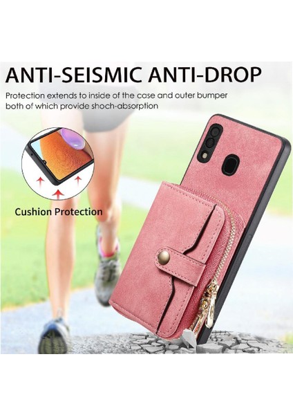 Samsung Galaxy A30/A20 Fermuar Kapatma 7 Kart Yuvaları Premium Standı (Yurt Dışından)