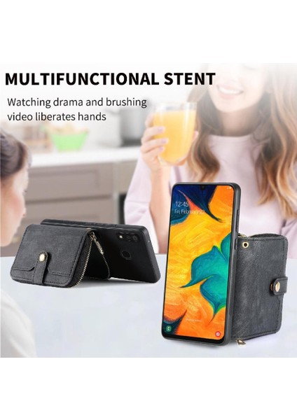 Samsung Galaxy A30/A20 Fermuar Kapatma 7 Kart Yuvaları Premium Standı (Yurt Dışından)
