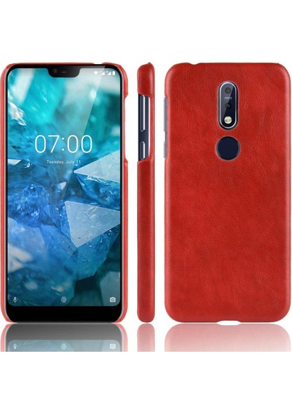 Nokia 7.1 Için Retro Kılıf Koruyucu Kapak Retro Lychee Desen Anti (Yurt Dışından)
