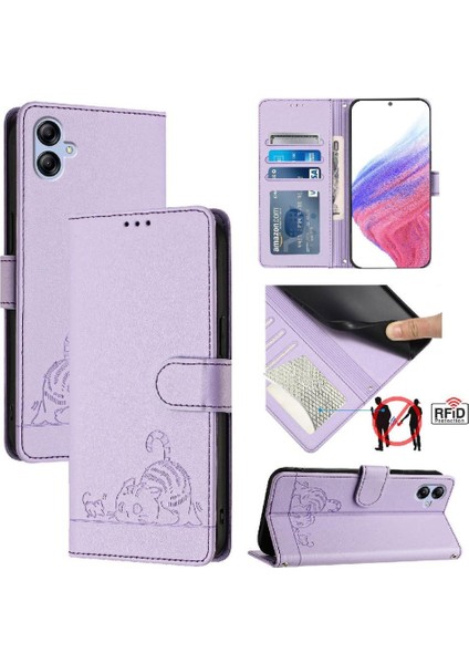 Samsung Galaxy M04 4G/F04 4g Cüzdan Kapak Çevirin Kart Yuvası Tutucu (Yurt Dışından)